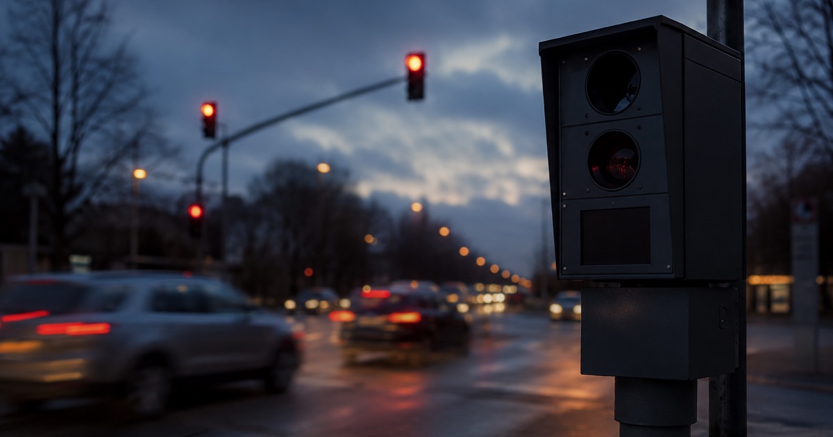 Rotlichtblitzer an einer Ampelkreuzung